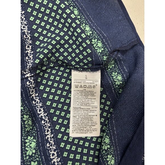 Gap Mix Print Pintuck Long Sleeve Tops Size Large Paisley Navy & Green Flowy - Picture 9 of 12